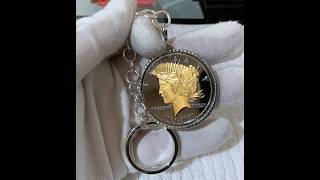 100 YEAR Anniversary Ruthenium 19212021 24K Gold Leaf PEACE Dollar Keychain [upl. by Peony]