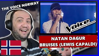 Natan Dagur  Bruises Lewis Capaldi  The Voice Norway  Season 6 Utlendings Reaksjon 🇳🇴 [upl. by Allianora622]