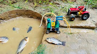 Catch fish using mini water pump  fishing exciting  diy tractor ‪sunfarming7533‬ [upl. by Eseerehs]