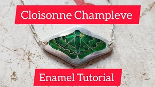 How to Make Champleve Cloisonne Enamel Enameling techniques Tutorial Green Moth [upl. by Araek]