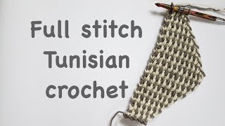 Full stitch tunisian crochet tutorial increase and decrease [upl. by Manly]