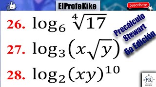 EXPANDIR EXPRESIONES LOGARÍTMICAS SOLUCIONARIO 44 EJ 26  28 PRECÁLCULO STEWART SEXTA EDICIÓN [upl. by Pepper]