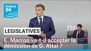 Législatives  Emmanuel Macron vatil accepter la démission de Gabriel Attal  • FRANCE 24 [upl. by Ahsinwad364]