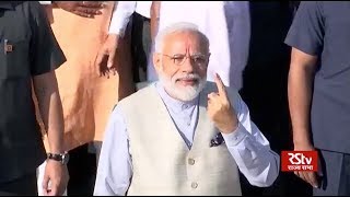 PM Modi casts his vote from Ahmedabad [upl. by Viquelia268]