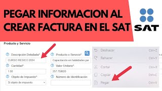 ¿Cómo pegar texto al realizar una factura en el portal del SAT [upl. by Hannahc]