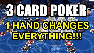 3 CARD POKER in LAS VEGAS ONE HAND CHANGES EVERYTHING [upl. by Gaddi736]