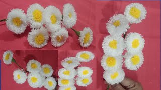 Woolen Thread Flowers  Flowers Tutorials  Diy Woolen Thread [upl. by Aneerhs]