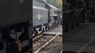 Br 9f enters grosmont station hauling freight train [upl. by Berri]