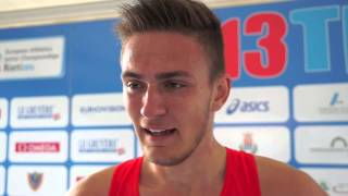 Julius Lawnik GER after winning the bronze in the 1500m Rieti 2013 [upl. by Aenat]