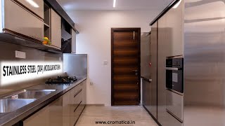 Cromatica Stainless Steel 304 Modular Kitchen With Metallic Lacquering Finish [upl. by Stock]