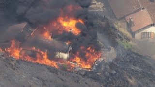 Edgehill Fire burns down homes in San Bernardino County [upl. by Efinnej]