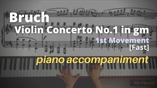 Bruch  Violin Concerto No1 in Gm 1st Mov Piano Accompaniment Fast [upl. by Fortunna]