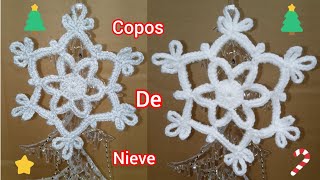 Copos ❄ de nieve tejido a CROCHET [upl. by Eillim909]