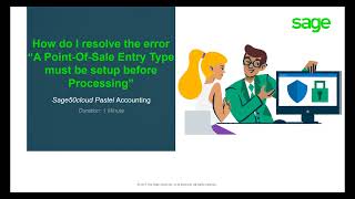 Sage 50cloud Pastel ZA  POS Entry Type must be set up before processing [upl. by Alyacim]