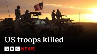 US troops killed and dozens injured in drone attack on SyriaJordan border  BBC News [upl. by Assylem]