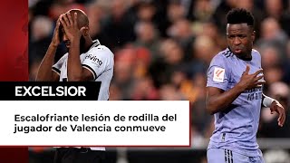 Escalofriante lesión de rodilla del jugador de Valencia conmueve [upl. by Ardnas]