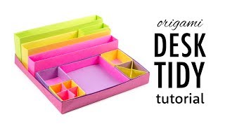 Origami Desk Organizer Boxes Tutorial  DIY  Paper Kawaii [upl. by Gosnell]