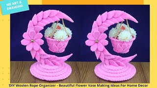 DIY Woolen Rope Organizer  Beautiful Flower Vase Making Ideas For Home Decor  Best out of waste [upl. by Aeel732]