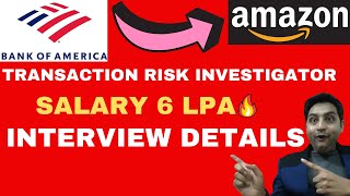 Transaction Risk Investigator  Bank of America job  Bank of America Interview [upl. by Alleda]