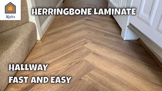 Herringbone Laminate Flooring Installation in the Hallway Fast and Easy [upl. by Kcirrag3]