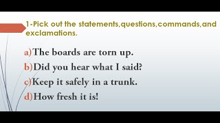 1Pick out the statements questions commands and exclamations Lesson  8 Page  045 [upl. by Nohtiek]