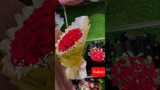 flower arranging 🥰with rosesred rose rose arrange flowers bouquetflower wrapping techniquesnice [upl. by Sylado]