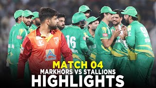 Full Highlights  Markhors vs Stallions  Match 4  Bahria Town Champions Cup 2024  M9A1K [upl. by Einehpets]