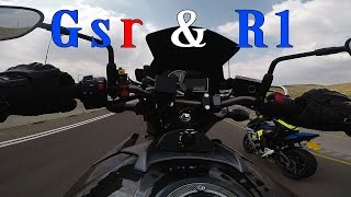 Suzuki Gsr750 and R1 highway wheelie [upl. by Ahtel]