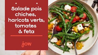 Recette de la Salade pois chiches haricots verts tomates amp feta [upl. by Rimisac915]