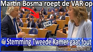 Stemming Tweede Kamer gaat fout Bosma roept VAR op Wilders wijst Bergkamp op reglement van orde [upl. by Nnyltiak]