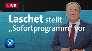 Maßnahmen einer möglichen CDUCSURegierung Kanzlerkandidat Laschet stellt quotSofortprogrammquot vor [upl. by Aloeda]