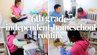 MY 6TH GRADE INDEPENDENT HOMESCHOOL ROUTINE HOMESCHOOL DAY IN THE LIFE OF A 6TH GRADER [upl. by Andie]