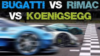 Koenigsegg VS Rimac VS Bugatti 0100 0400kmh Who Is Faster [upl. by Irap]