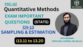 PRC2 STAT CH13 SAMPLING amp ESTIMATION I 1311 to 1320 l Exam Important Questions l Discussion [upl. by Amethist]