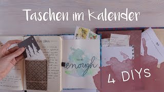 4 DIY Taschen für deinen Kalender  Fächer für Notizen im Bullet Journal [upl. by Naujek]