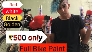 Full bike paint at home just 500₹  spray paint  bike pe goldenredwhiteblack abhiyash pandey [upl. by Iot]