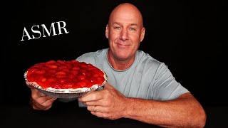 ASMR DELICIOUS HOMEMADE STRAWBERRY CHEESECAKE EATING SOUNDS SOFT SPOKEN [upl. by Ylek]