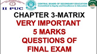 VERY IMPORTANTQUESTIONS OF MATRIX CHAPTER 12NCERTMATHS12CBSEMATHSMATRIX2NDPUCMATHS12MATRIX [upl. by Nna503]