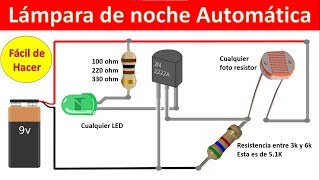 💡Luz Nocturna Automática muy fácil de hacer  DETECTOR DE OSCURIDAD [upl. by Lu]