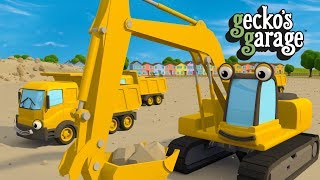 Digger Song For Kids  Geckos Garage  Truck Songs For Children [upl. by Enileoj]