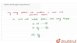 State deBroglie hypothesis [upl. by Pantia]