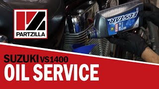 How to Change the Oil on a Suzuki Intruder VS1400  Suzuki Intruder 1400 Oil Change  Partzillacom [upl. by Amal]