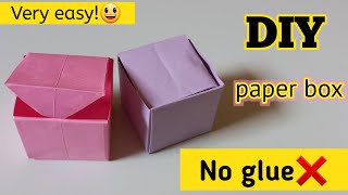 DIY paper boxHow to make paper boxPapar gift boxNo glue paper craftNo glue craftOrigami box [upl. by Ridglea556]