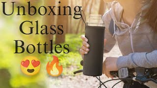 Unboxing Cute Glass Bottle with Cover 😍 [upl. by Arquit854]