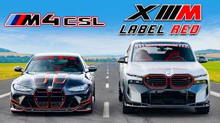 Tuned BMW M4 CSL v XM Label Red DRAG RACE [upl. by Rebah59]