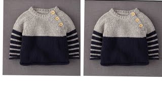 बहुत शानदार दो से तीन साल के बच्चे का साइड बाटनवाला स्वेटरkids sweatertwo colour knitting tutorial [upl. by Aenil658]