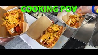 Food Truck Cooking POV Bacon Wrapped Jalapeño Popper Hot Dogs [upl. by Ehrenberg411]