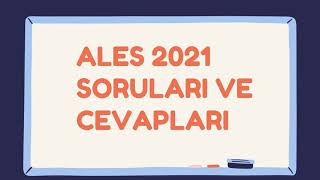 ALES 2021 SORULARI VE CEVAPLARI ales2021 [upl. by Ahsienyt424]