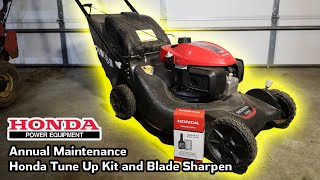 How To Tune Up Honda GCV Mower Engines using the kit Oil Change Spark Plug Filter amp Blade Sharpen [upl. by Sesilu997]