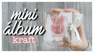 TUTORIAL SCRAPBOOKING ✨ Mini ÁLBUM KRAFT Súper fácil COSIDO y DIMINUTO [upl. by Atimed799]